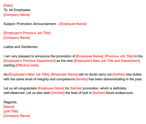 Job Promotion Template